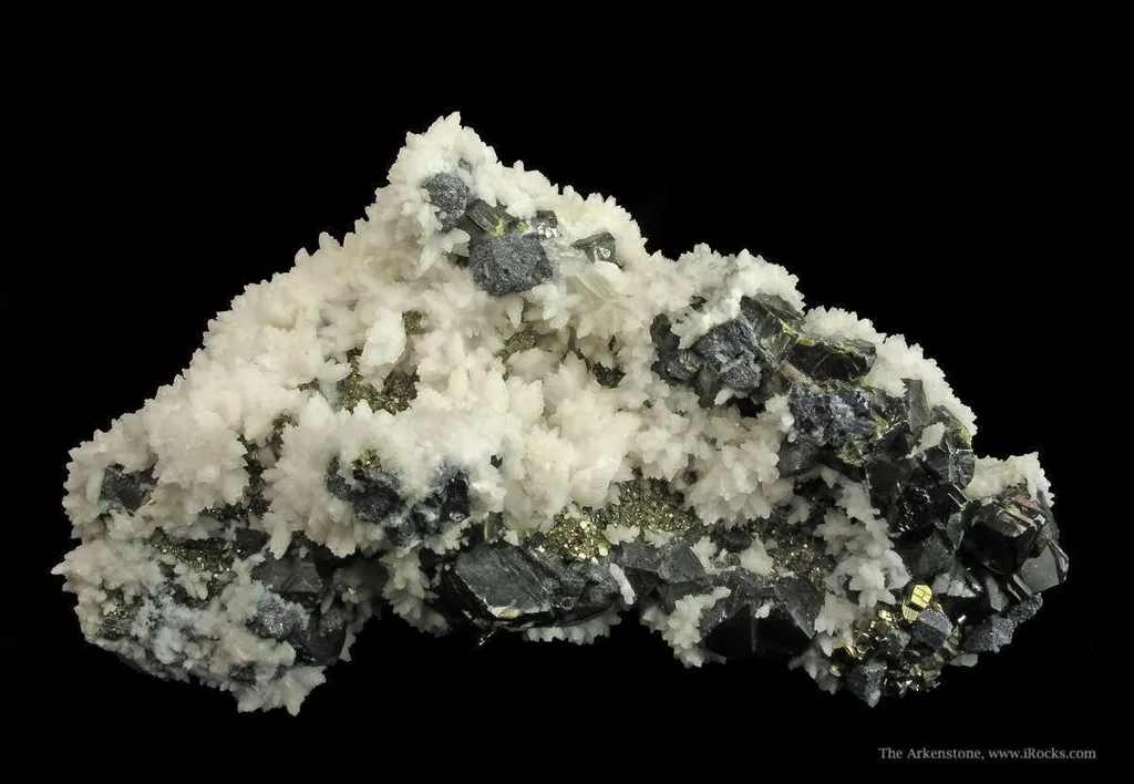 Manganoan Calcite (Fluorescent) on Sphalerite, Pyrite, and Galena - image 2