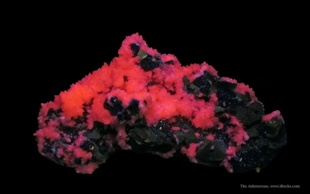 Manganoan Calcite (Fluorescent) on Sphalerite, Pyrite, and Galena image