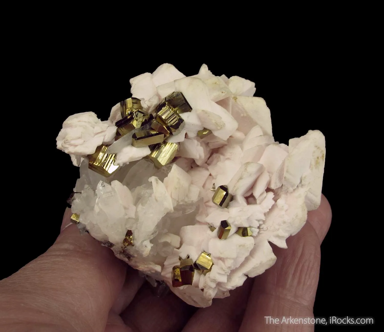 Manganoan Calcite with Pyrite and Quartz - image 3