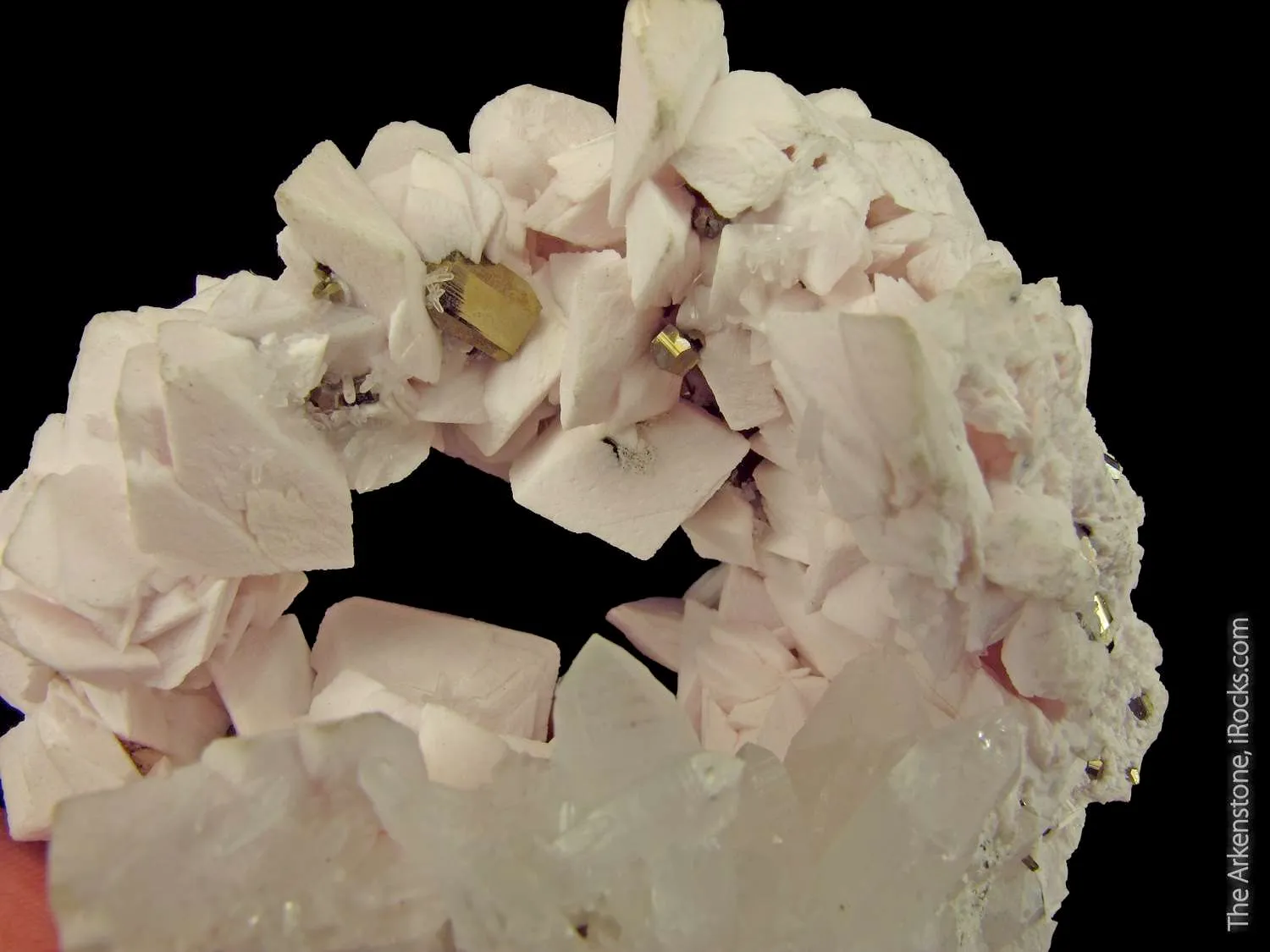 Manganoan Calcite with Pyrite and Quartz - image 2