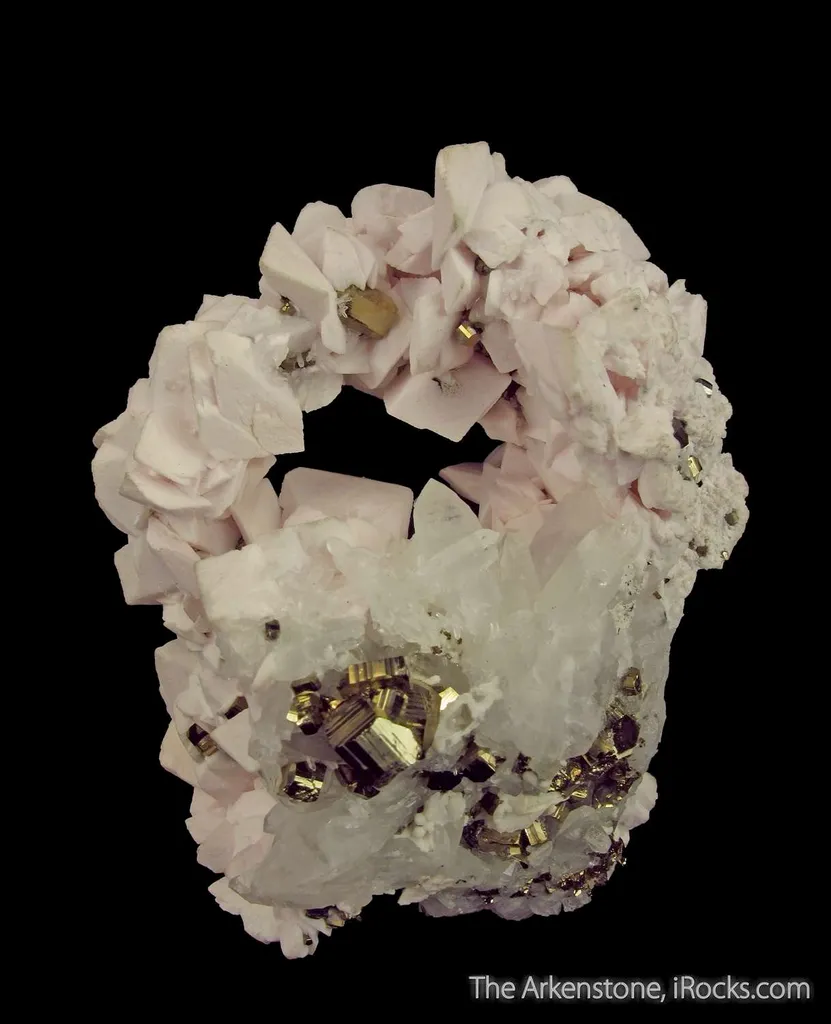 Manganoan Calcite with Pyrite and Quartz image