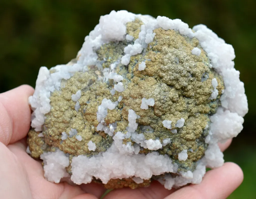 Manganocalcite & Pyrite Chalcopyrite 618 grams - Huarón mine, Pasco province, Pasco, Peru image