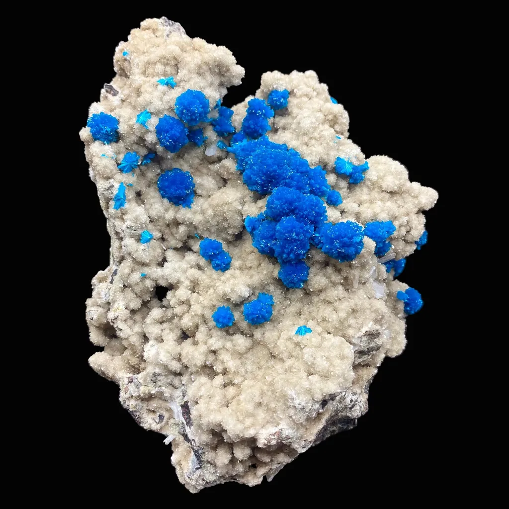 Massive Electric Blue Cavansite on Heulandite – Rare Indian Zeolite Collector Specimen (7 Inch, 4.5 LB) DK93 image