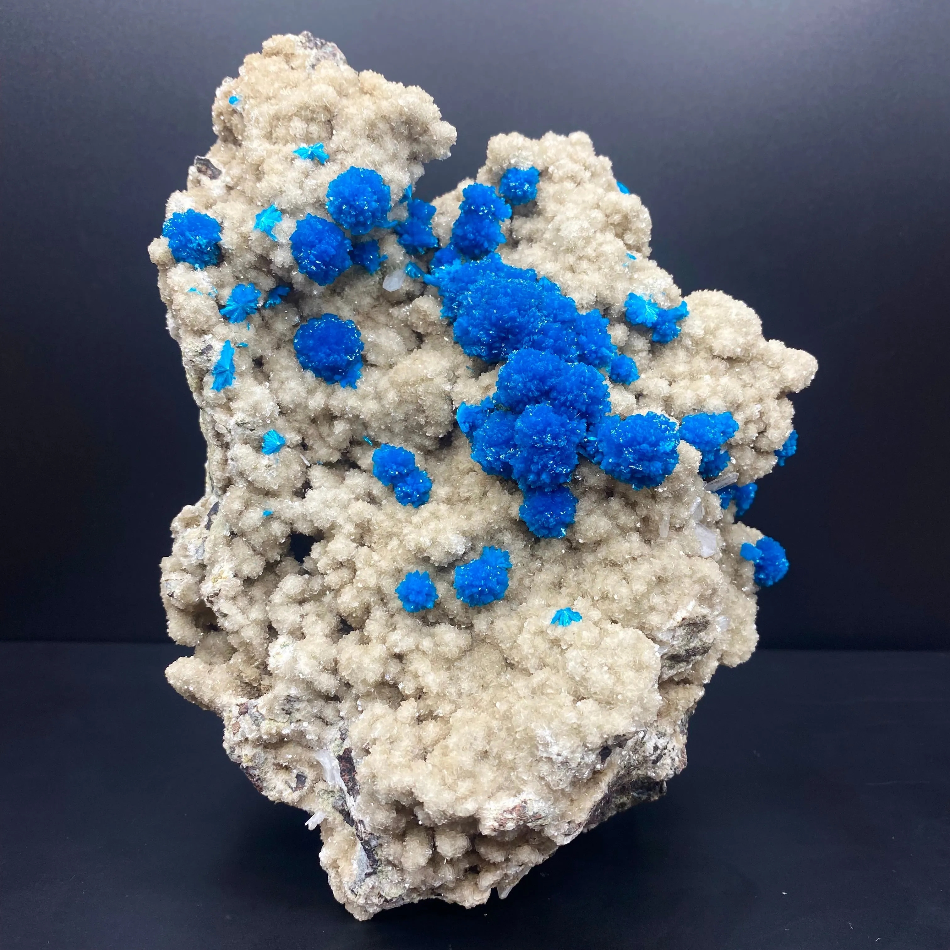 Massive Electric Blue Cavansite on Heulandite – Rare Indian Zeolite Collector Specimen (7 Inch, 4.5 LB) DK93 - image 1