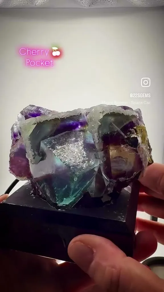 Meet the breathtaking Yindu Cherry Pocket Fluorite from Inner Mongolia! … image