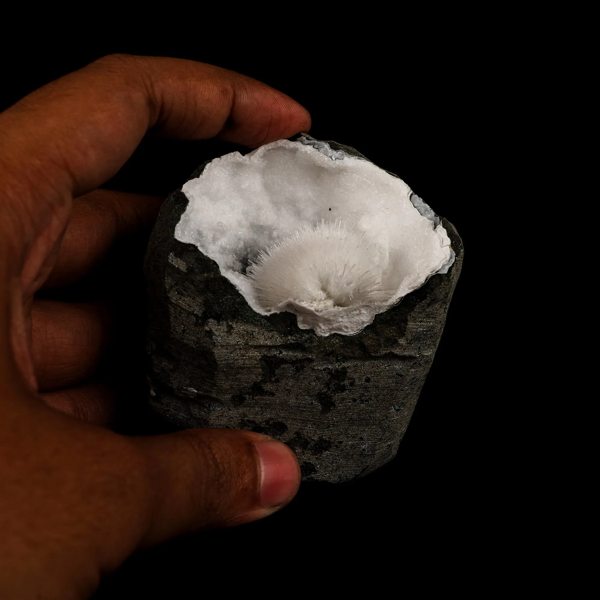 Mesolite Inside Chalcedony Geode Natural Mineral Specimen - image 5