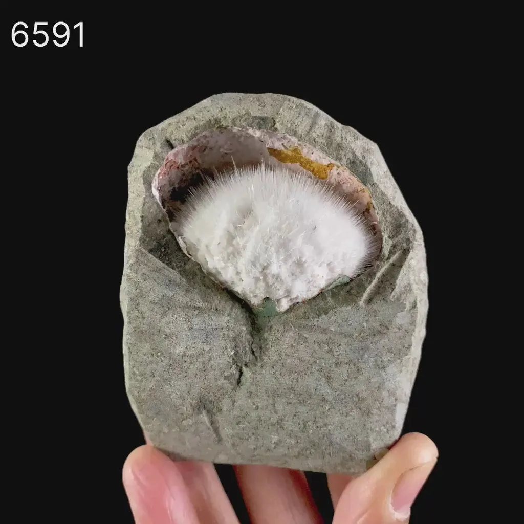 Mesolite Inside MM Quartz Geode Natural Mineral Specimen - image 6