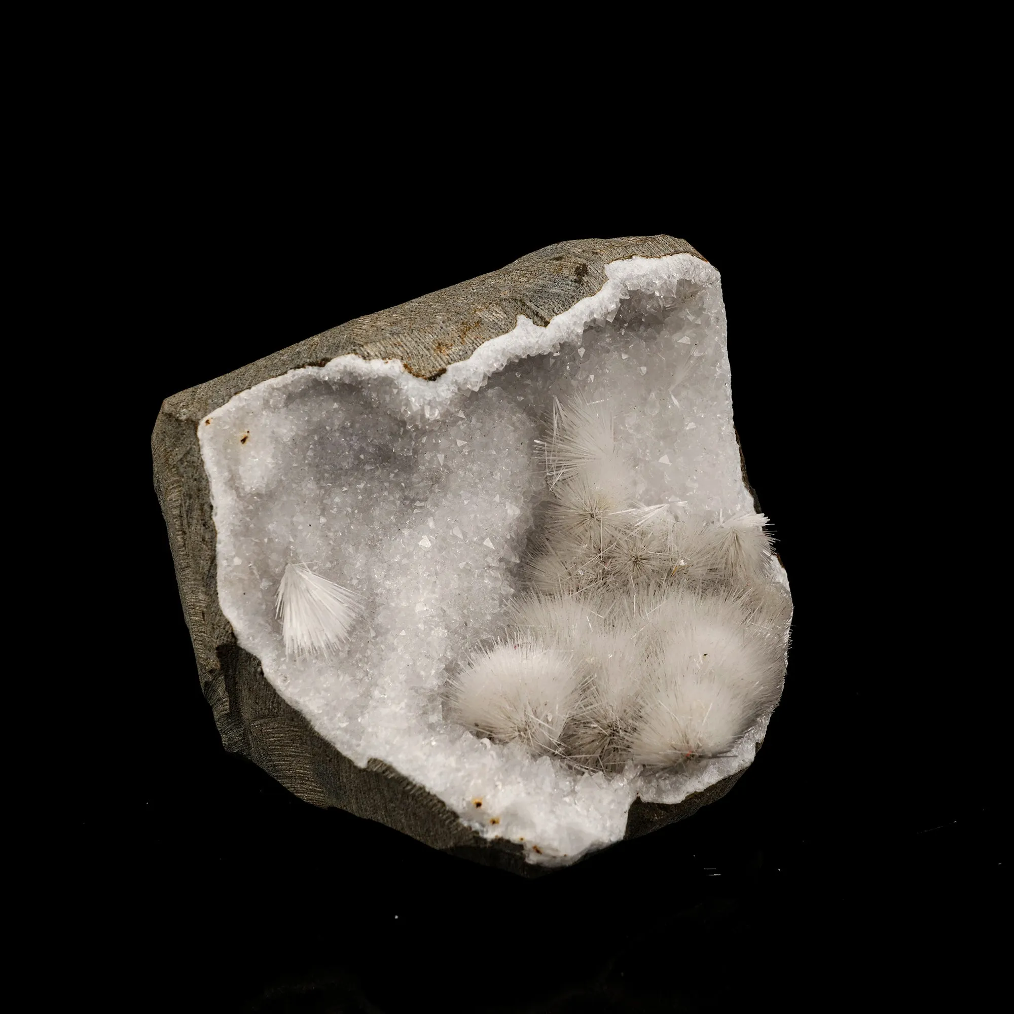Mesolite Inside MM Quartz Geode Natural Mineral Specimen - image 2