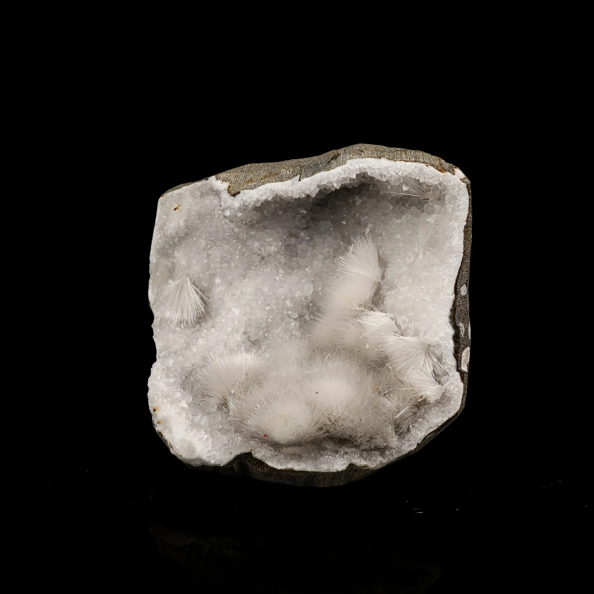Mesolite Inside MM Quartz Geode Natural Mineral Specimen - image 1