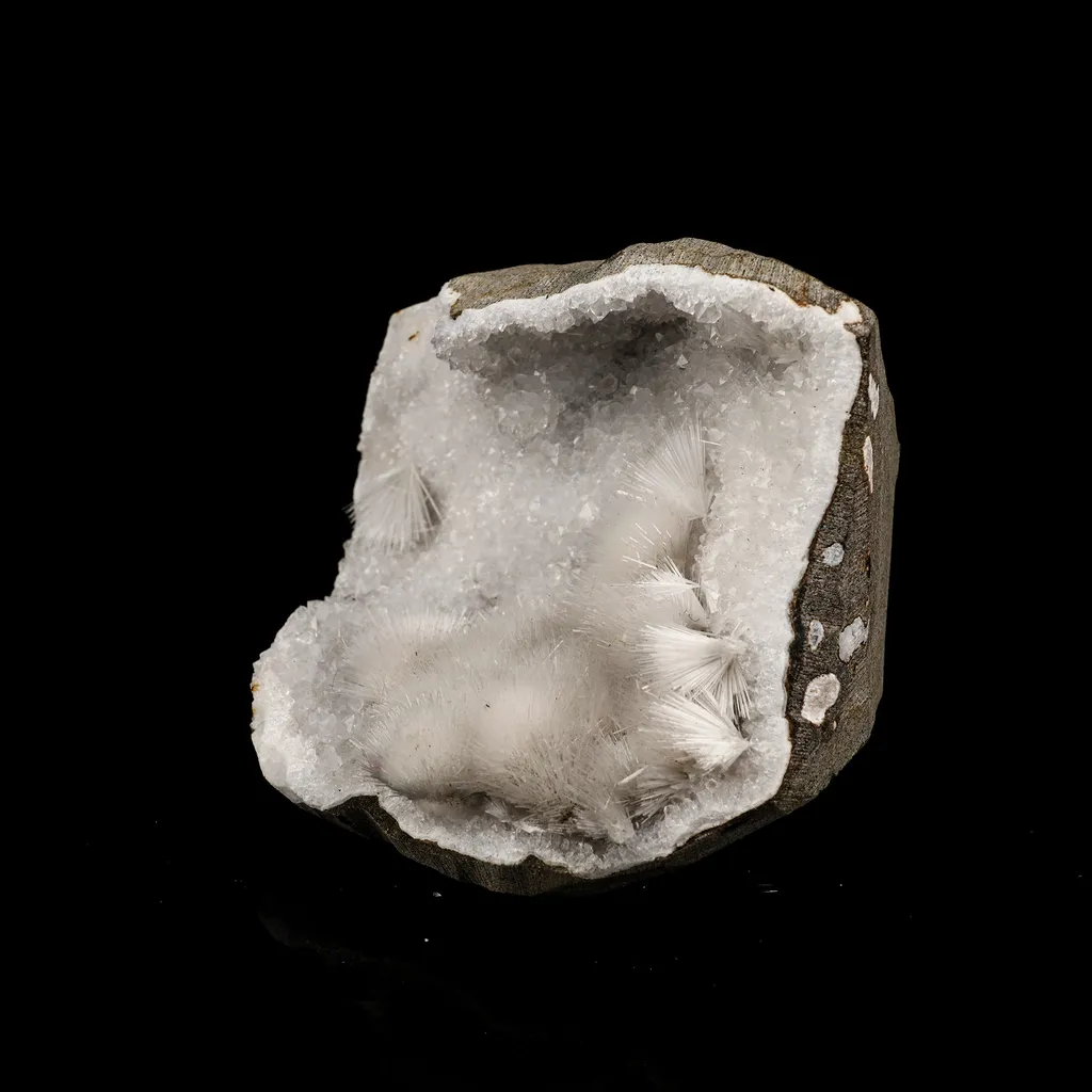 Mesolite Inside MM Quartz Geode Natural Mineral Specimen - image 3