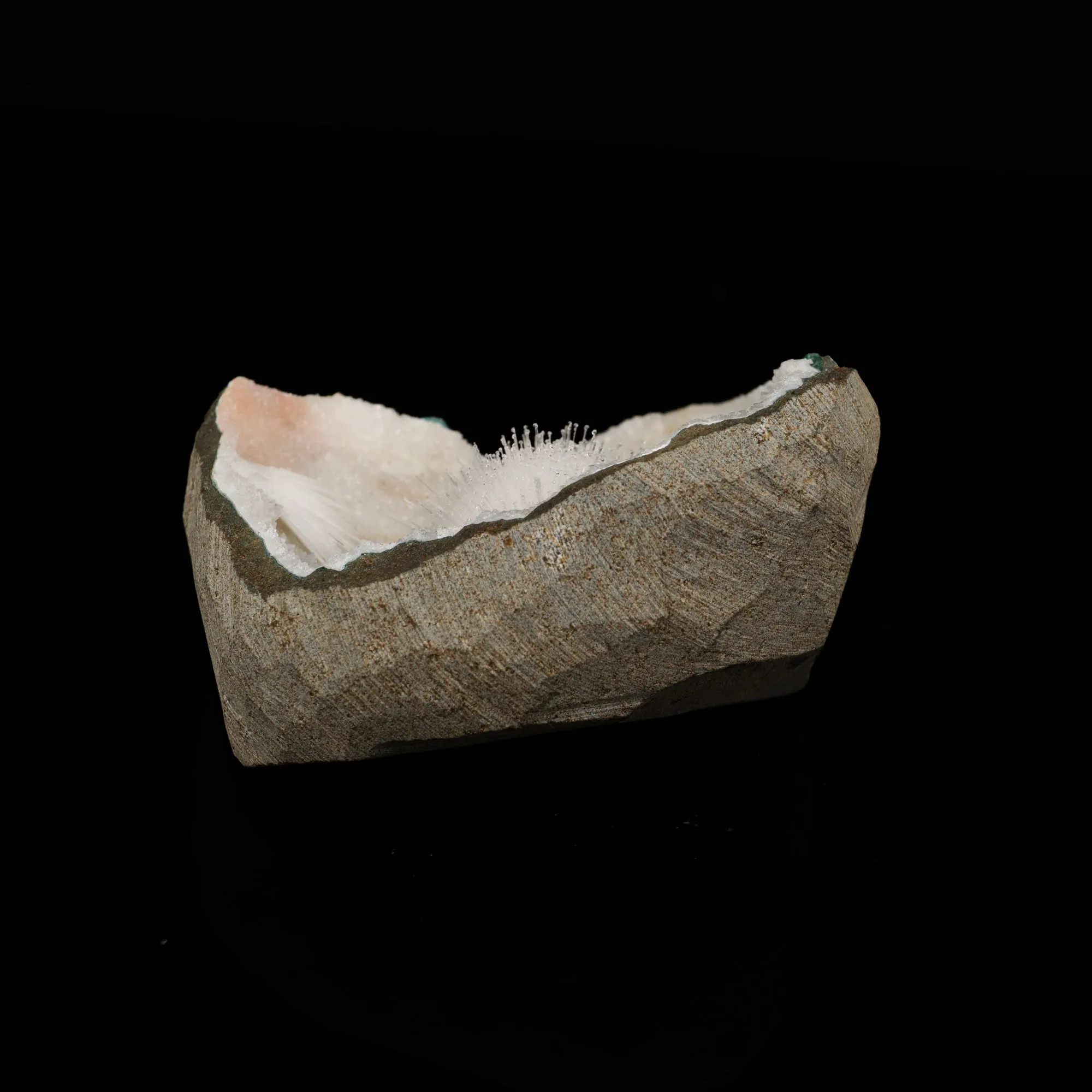 Mesolite Inside MM Quartz Geode Natural Mineral Specimen - image 4