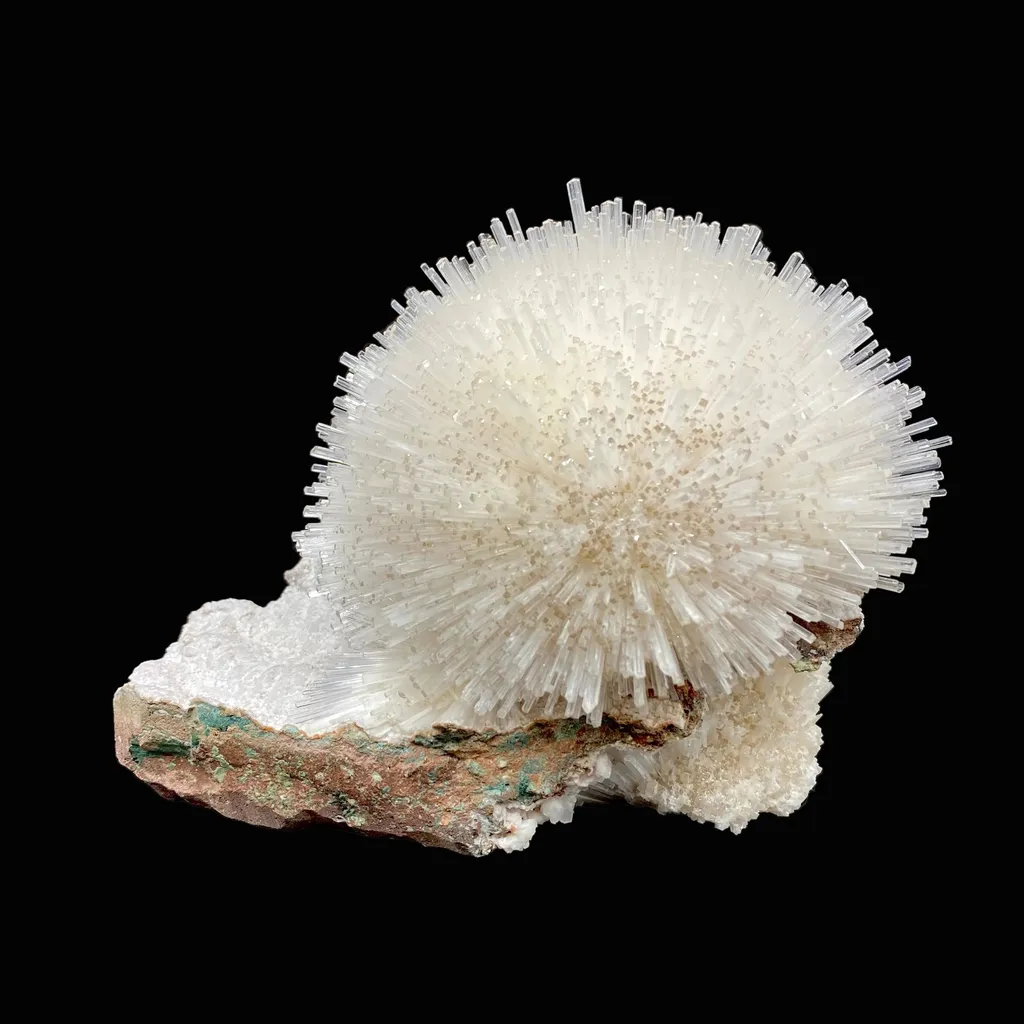 Mesolite on Mordenite Natural Mineral Specimen – Rare White Zeolite Spray from India image