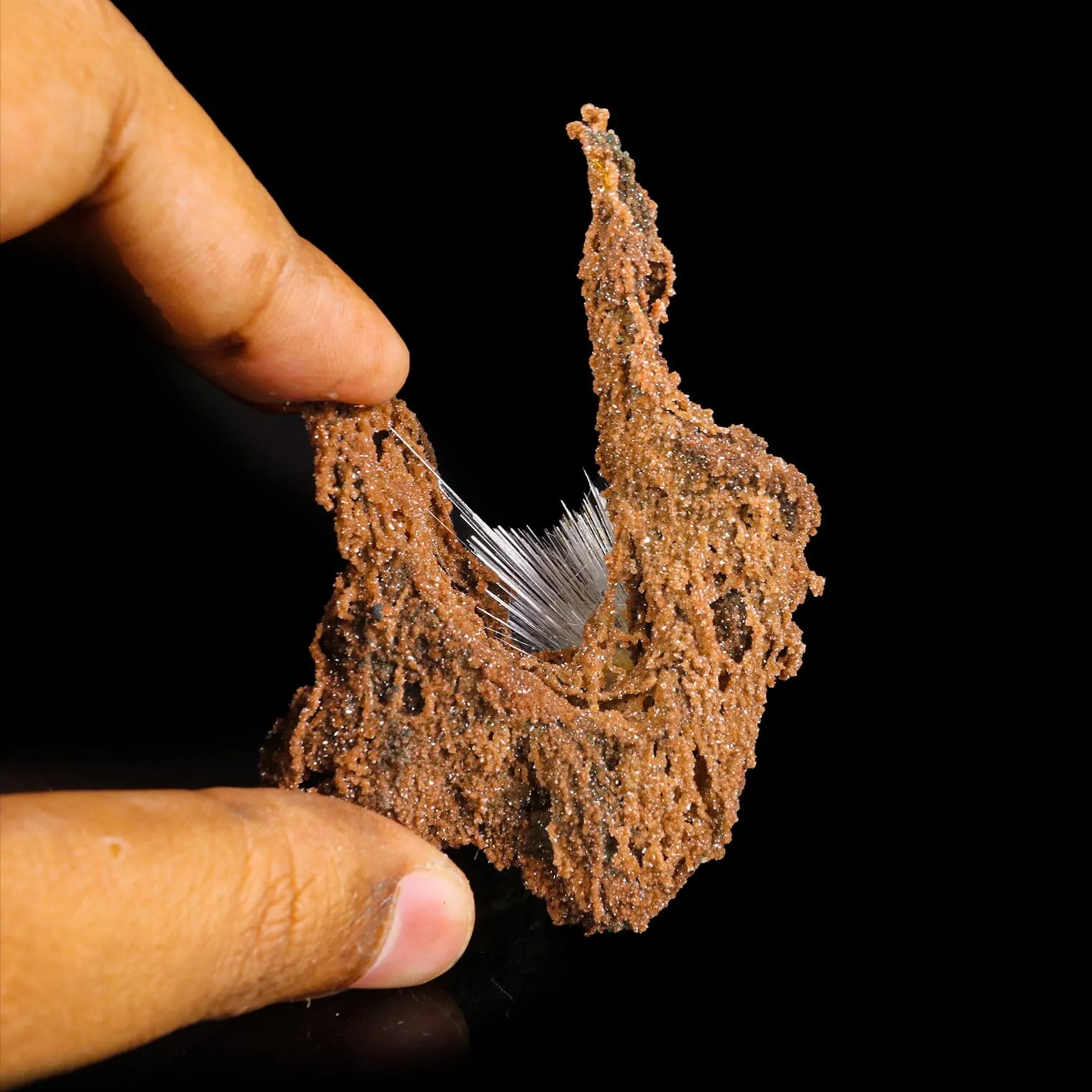 Mesolite spray with Sparkling Brown Chalcedony Natural Mineral Specimen - image 4