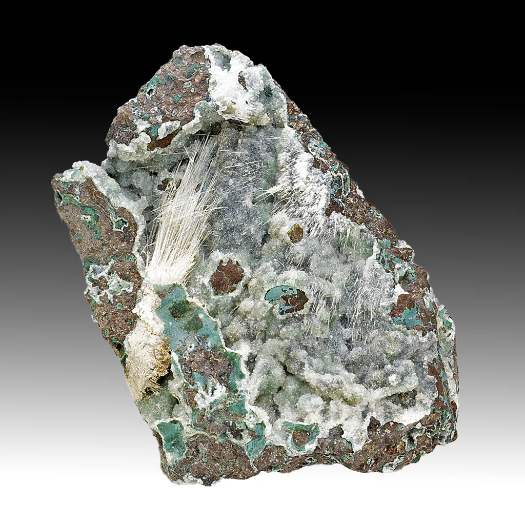 Mesolite with Heulandite, Celadonite image