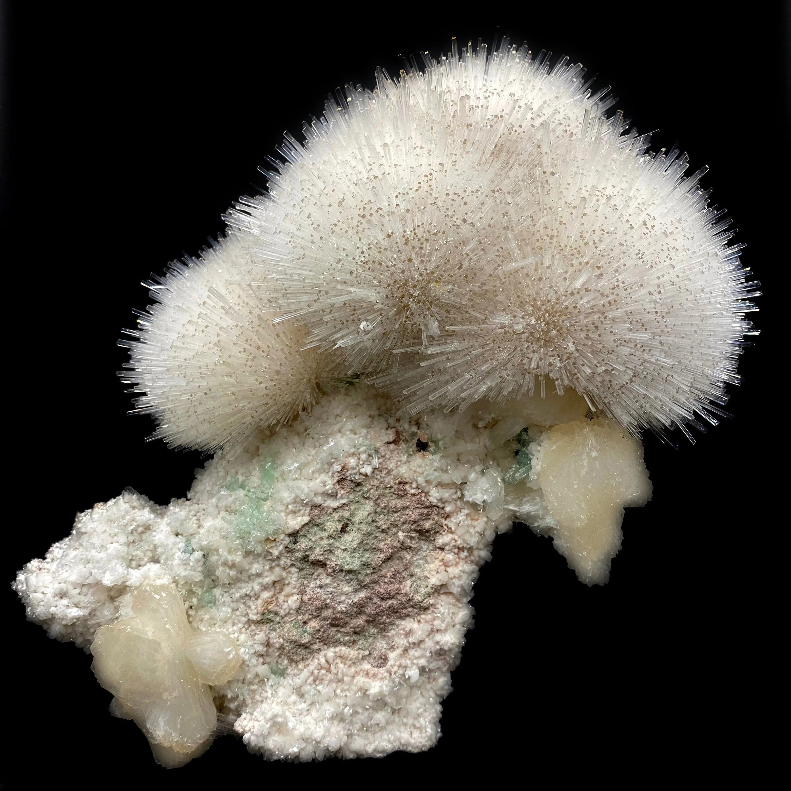 Mesolite with Stilbite on Mordenite - Natural Mineral Specimen - image 1