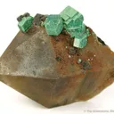 Metazeunerite on Smoky Quartz - image 1