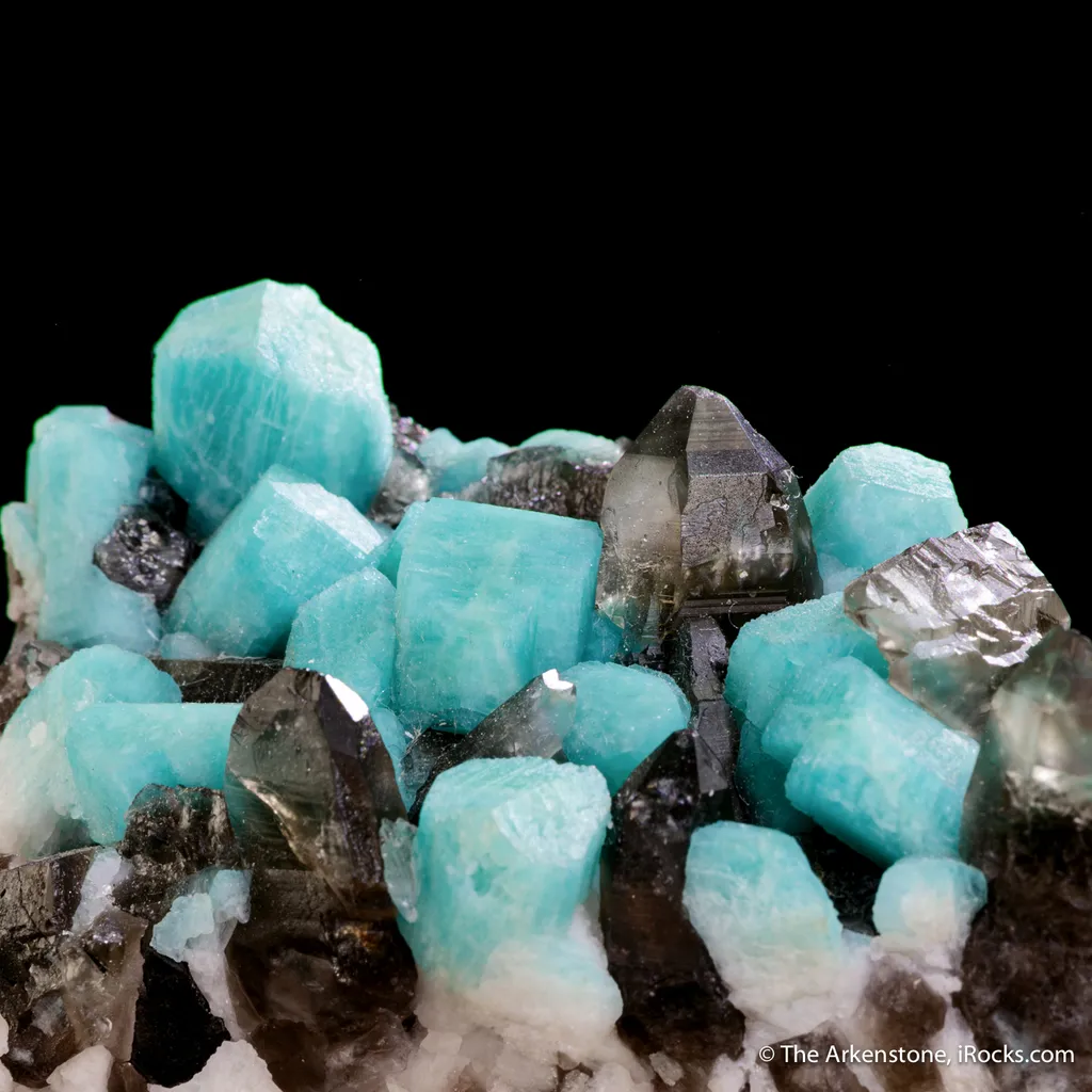 Microcline var. Amazonite and Smoky Quartz image