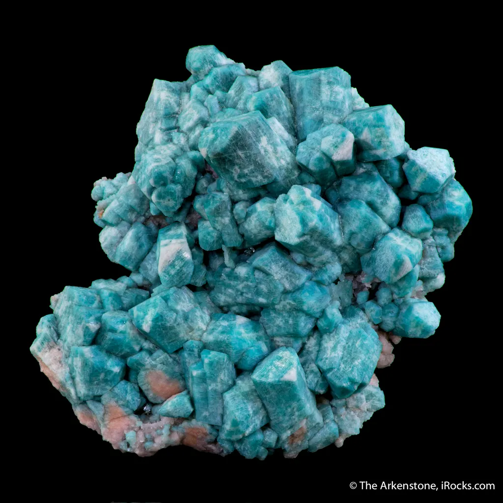 Microcline var. Amazonite on Albite image