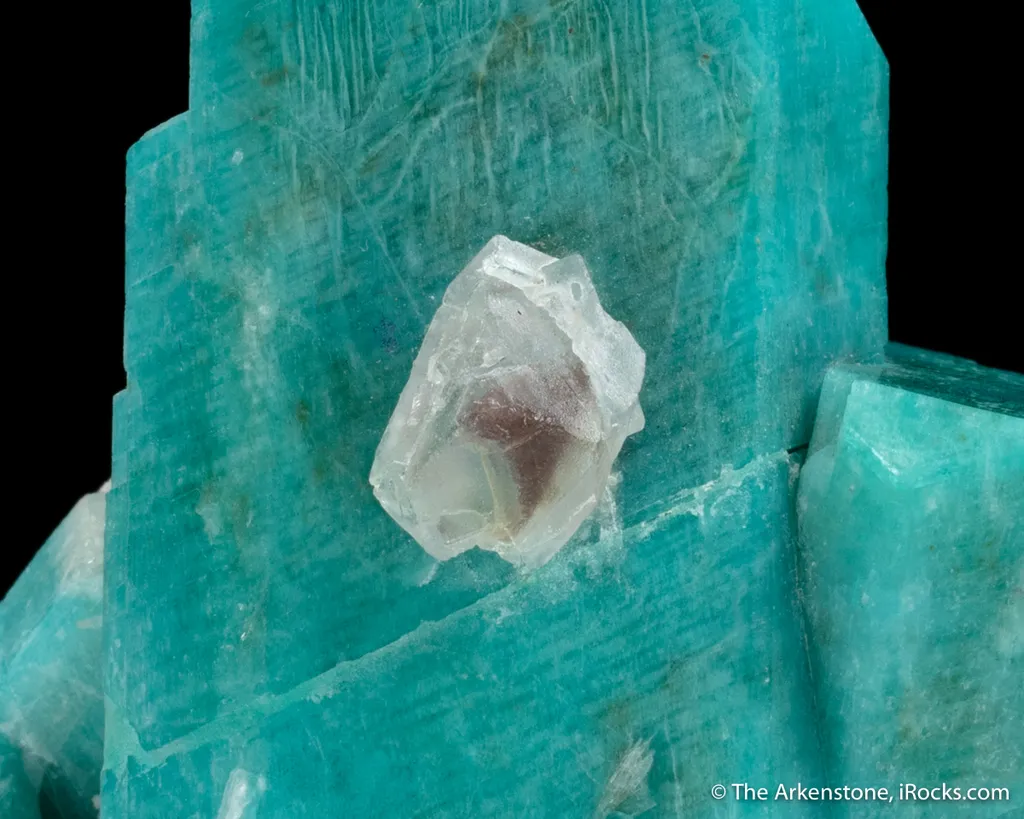 Microcline var. Amazonite on Albite with Fluorite - image 2