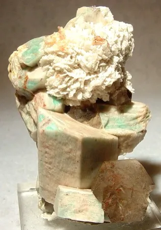 Microcline (Var: Amazonite), Quartz, Albite image