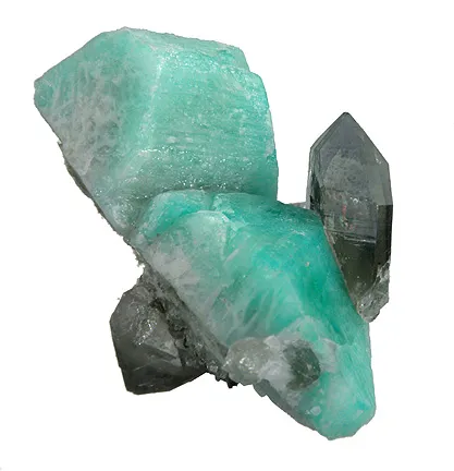 Microcline (Var: Amazonite), Quartz (Var: Smoky Quartz) image