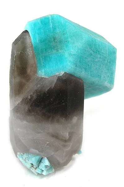 Microcline (Var: Amazonite), Quartz (Var: Smoky Quartz) image