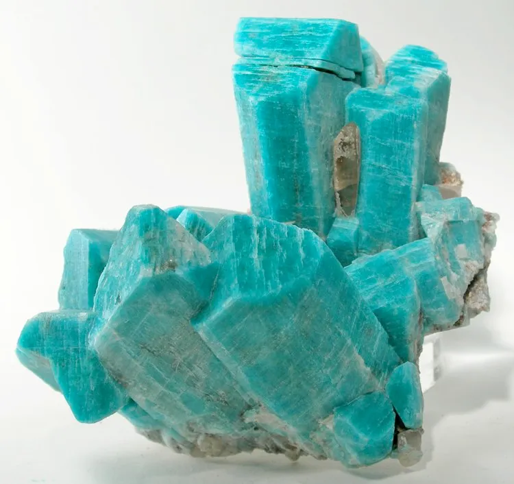 Microcline (Var: Amazonite), Quartz (Var: Smoky Quartz) image