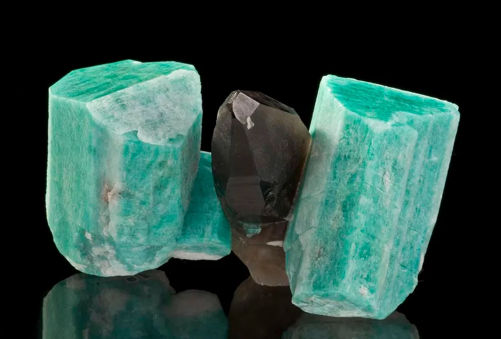 Microcline, Var Amazonite & Smoky Quartz image