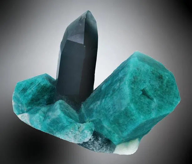 Microcline (var. Amazonite), Smoky Quartz image