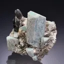 Microcline var. Amazonite with Albite and Smoky Quartz - image 1