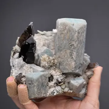 Microcline var. Amazonite with Albite and Smoky Quartz