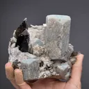 Microcline var. Amazonite with Albite and Smoky Quartz - image 2