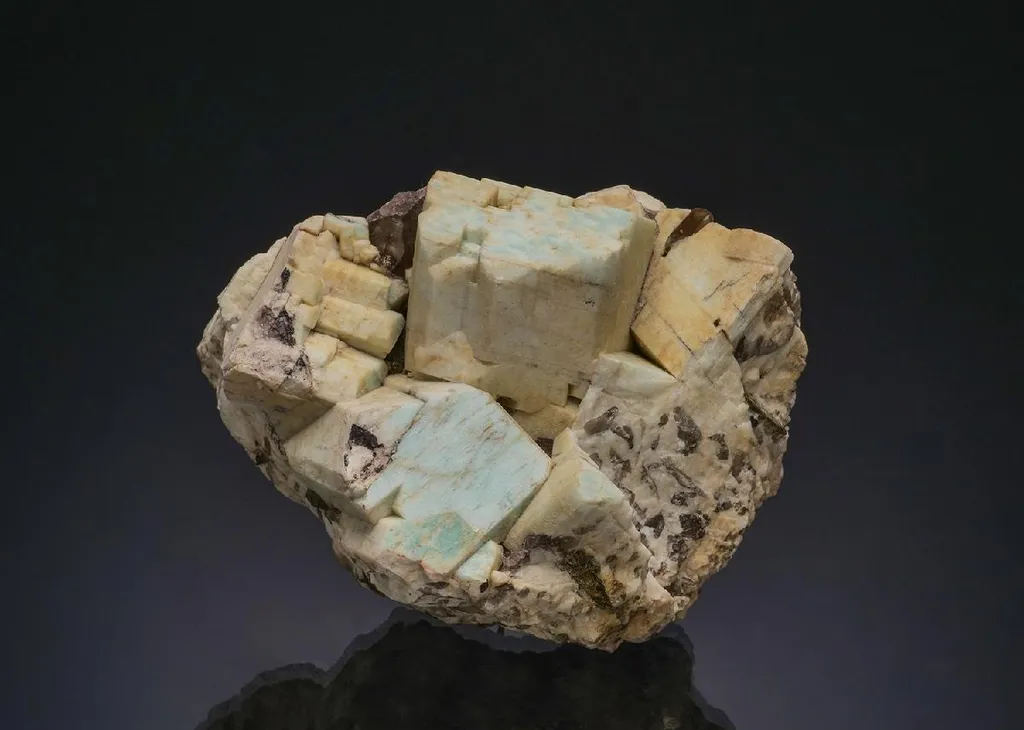 Microcline var. Amazonite with Smoky Quartz image