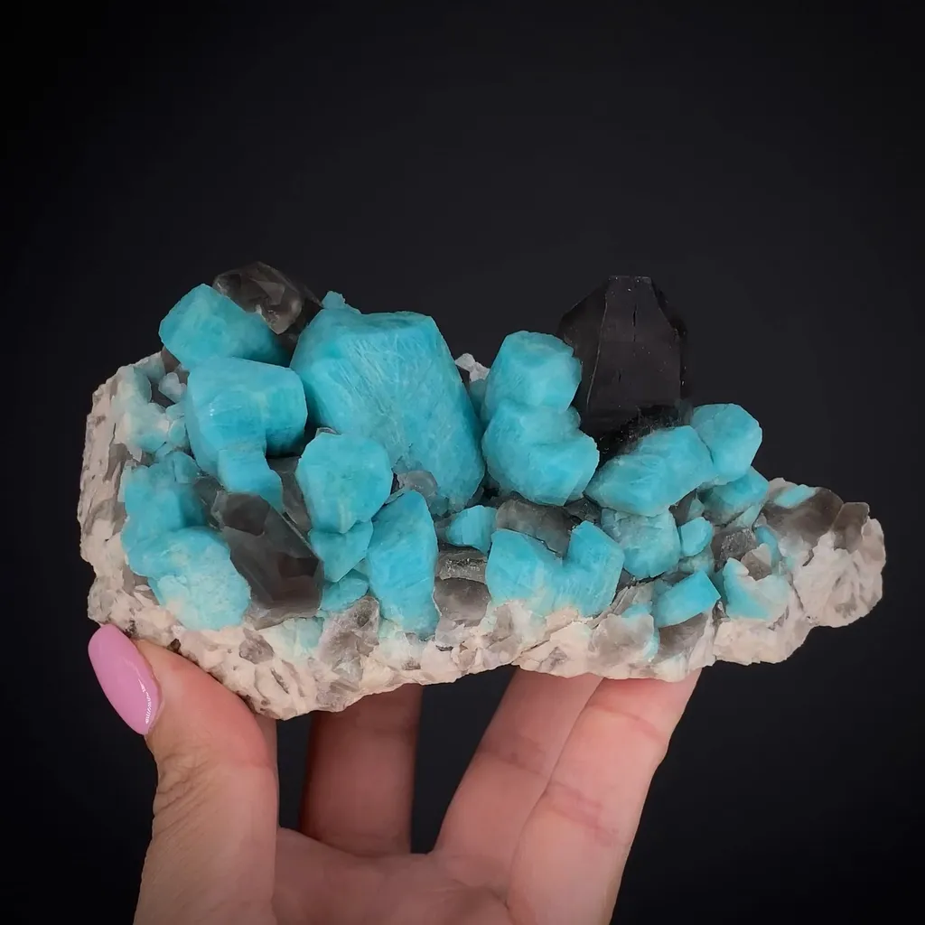 Microcline var. Amazonite with Smoky Quartz image