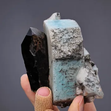 Microcline var. Amazonite with Smoky Quartz