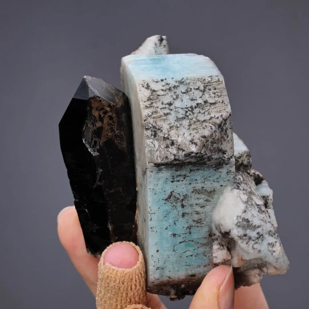 Microcline var. Amazonite with Smoky Quartz - image 2