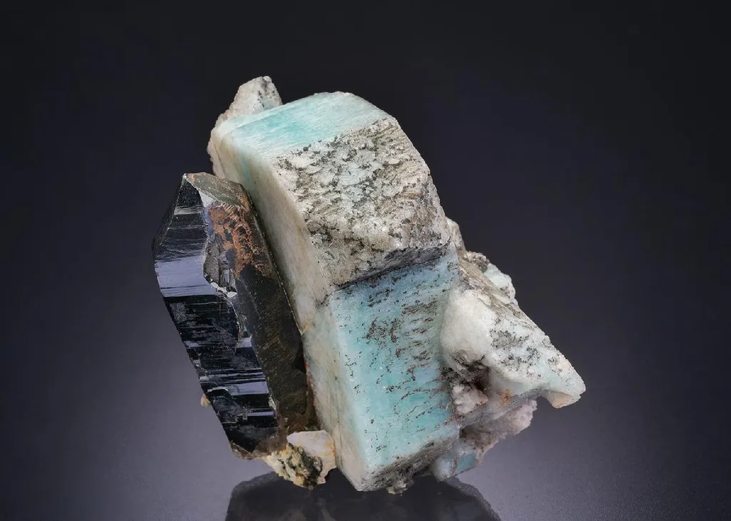 Microcline var. Amazonite with Smoky Quartz image