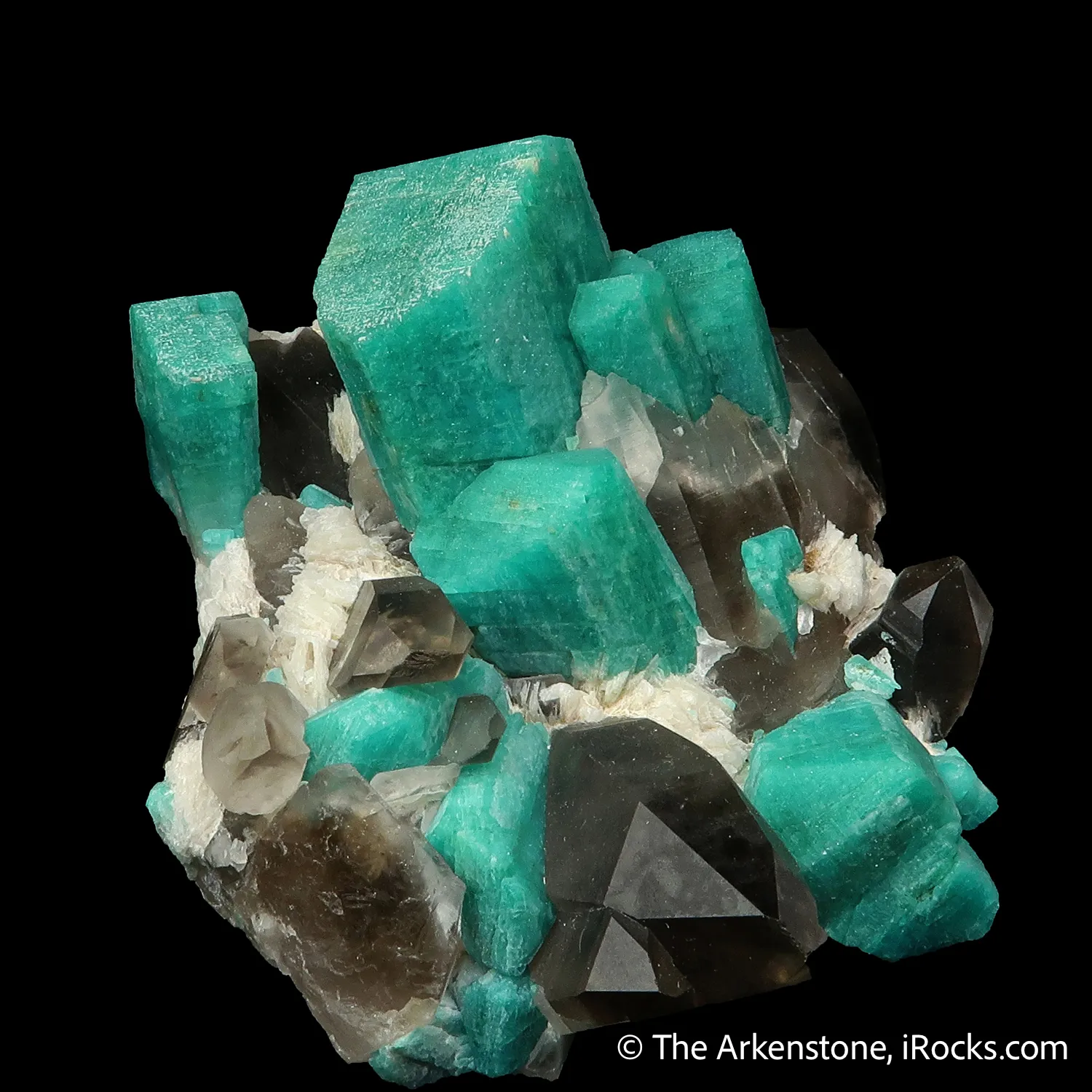 Microcline var. Amazonite with Smoky Quartz, Albite - image 3
