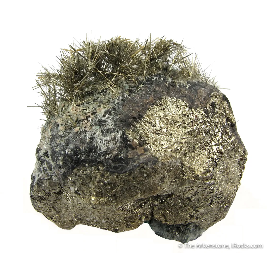 Millerite and Calcite on Pyrite image