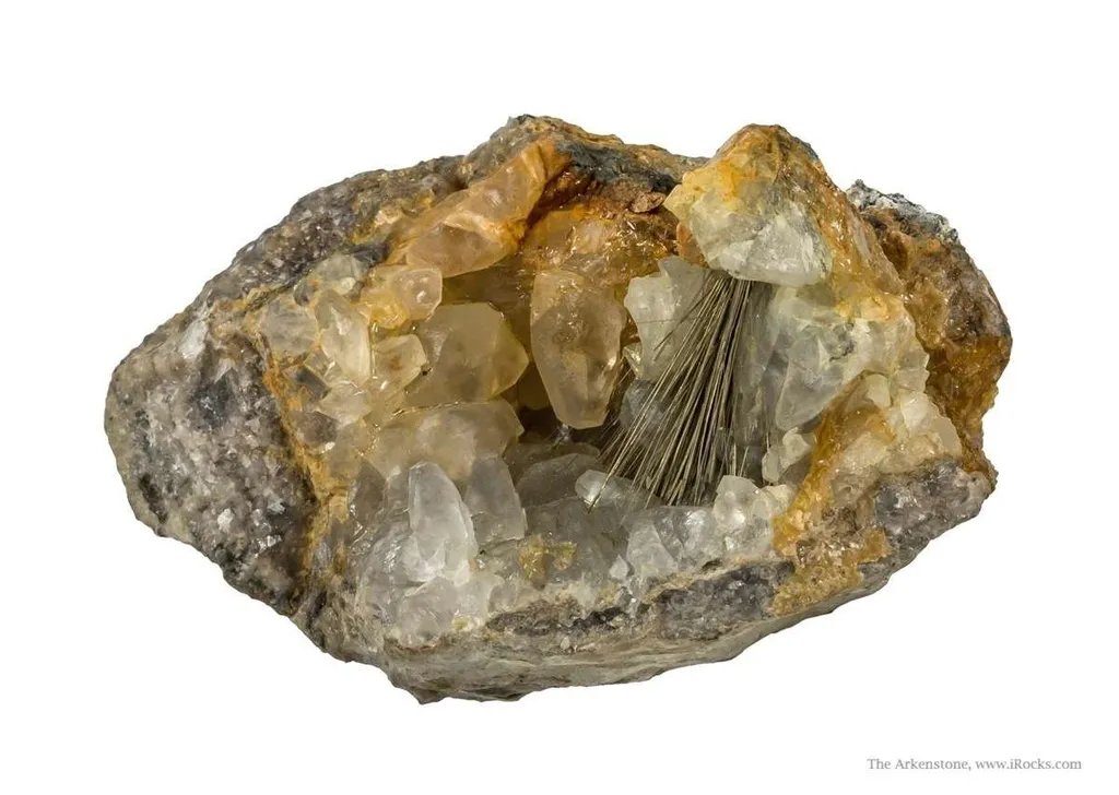 Millerite in Calcite Geode - image 3