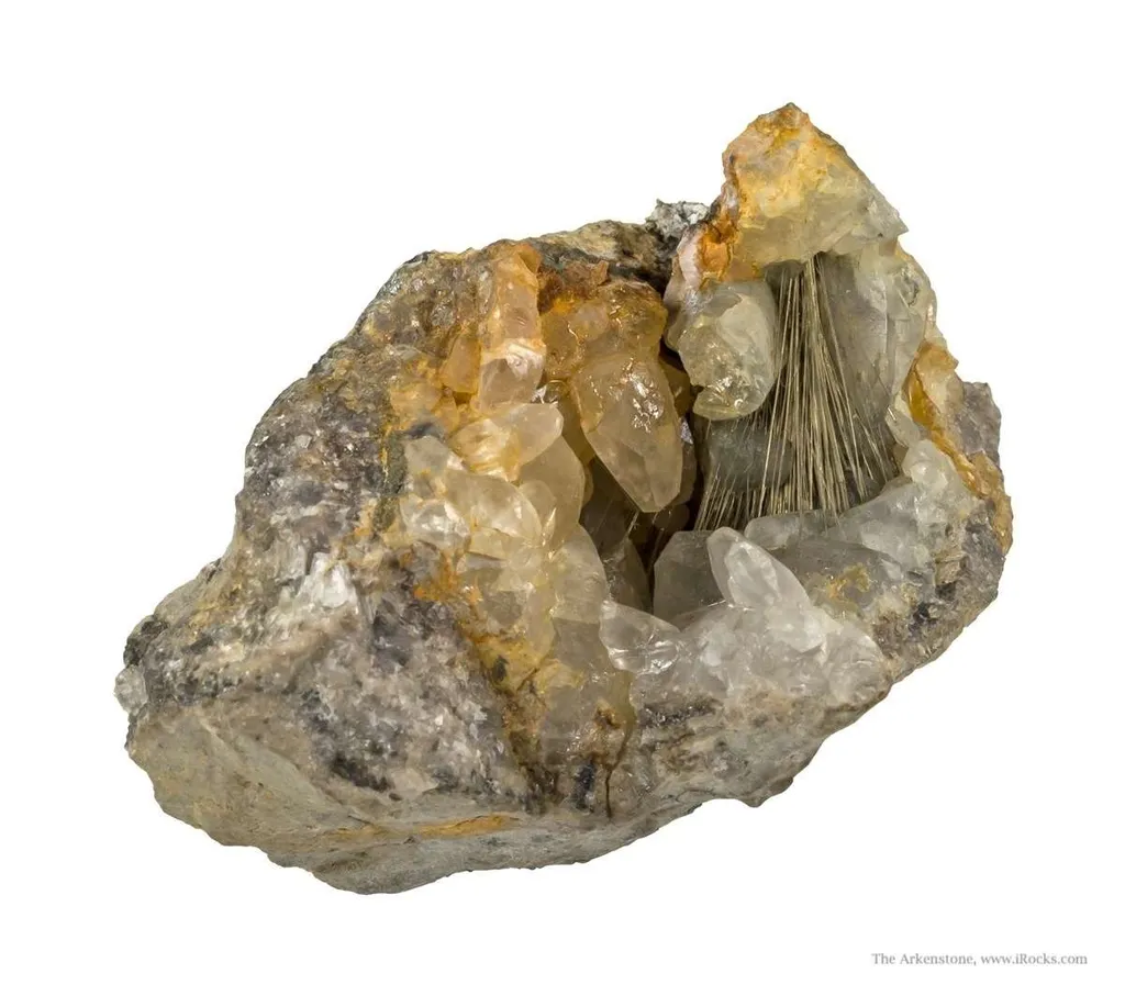 Millerite in Calcite Geode image