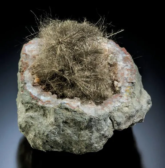 Millerite in Quartz geode image