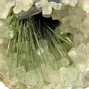 Millerite on Calcite in Geode - image 2