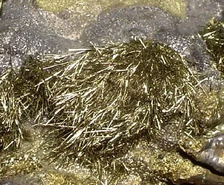 Millerite, Pyrite (Var: Arsenian Pyrite) - image 2