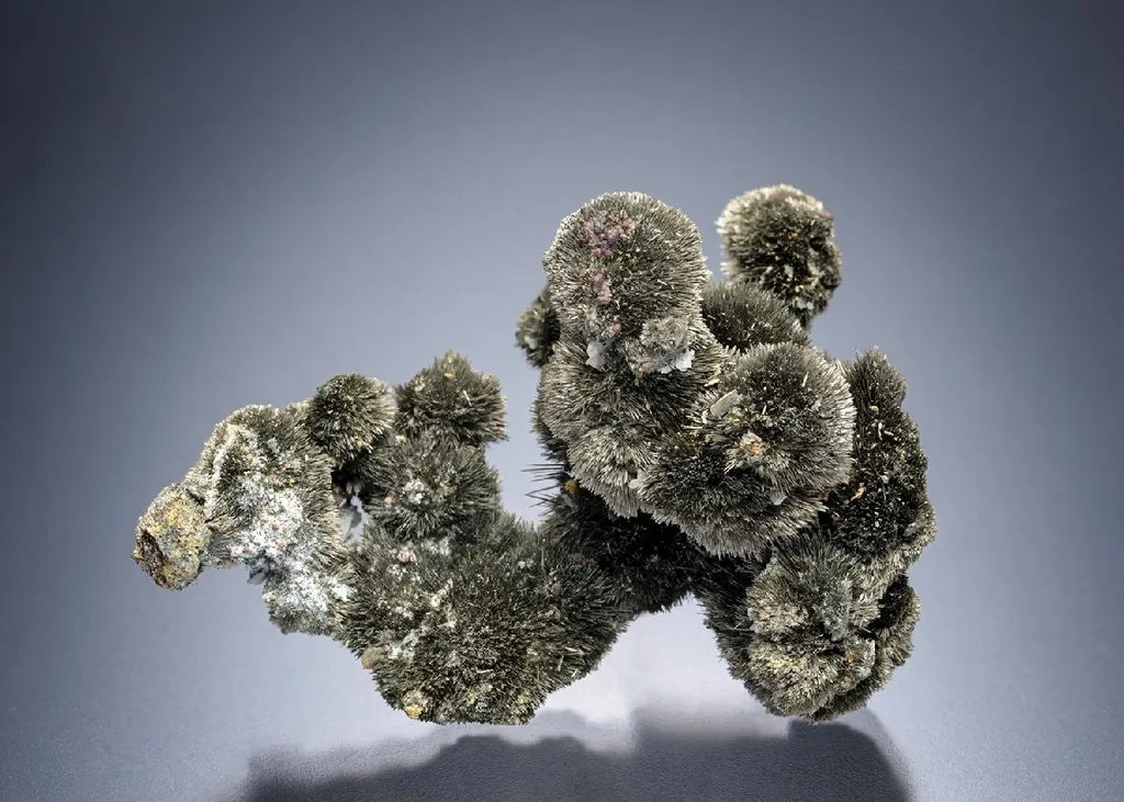 Millerite with Baryte on Siderite image