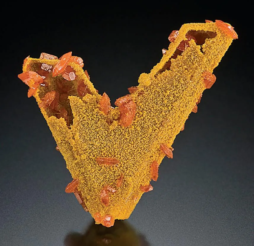 Mimetite epimorph after Cerussite, Wulfenite - image 1