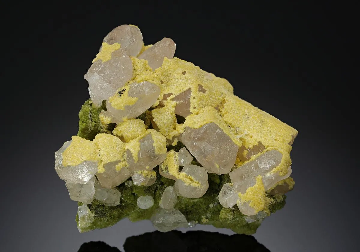 Mimetite on Cerussite with Duftite - image 1