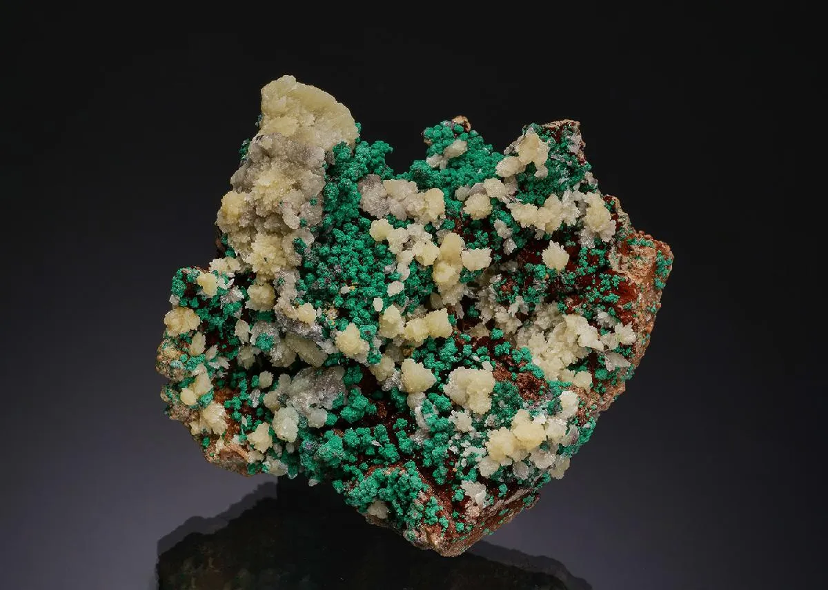 Mimetite with Malachite on Dolomite - image 1