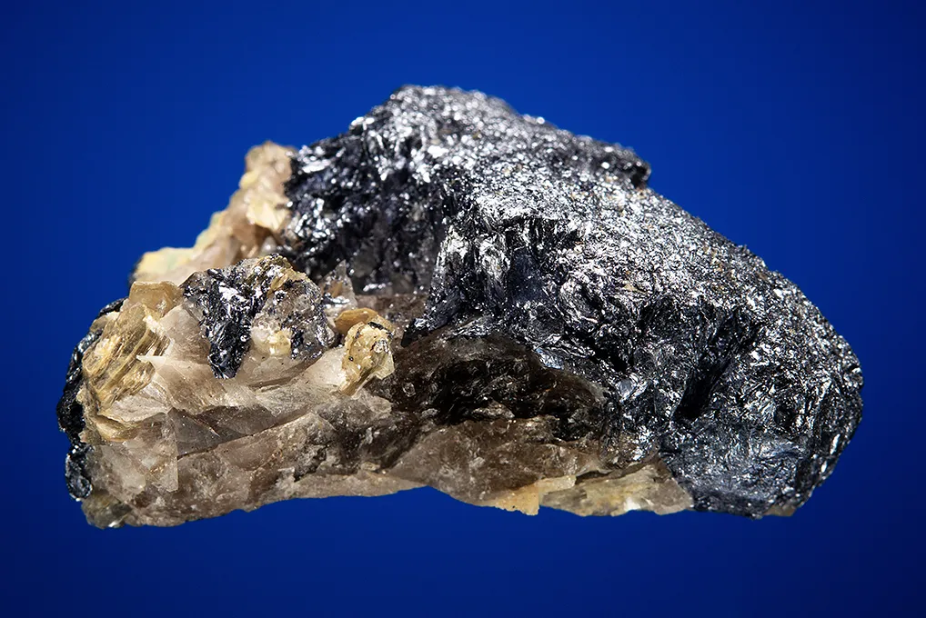 Molybdenite on Quartz and Beryl var. Aquamarine - image 3