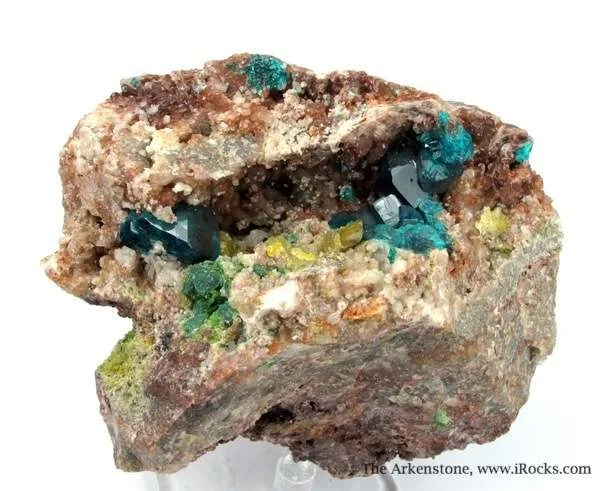 Molybdofornacite (Tl), Dioptase and Wulfenite image